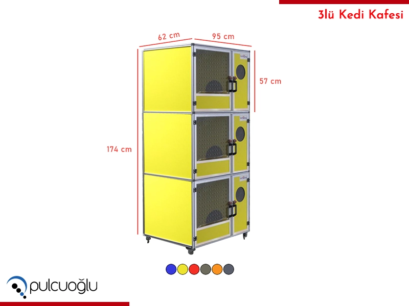 Veteriner 3lü Kedi Kafesi